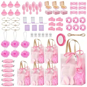 74pcs Party Shower Gift Set with Turquoise & Mint Green Elegant Packaging - Plastic/ Bath & Hair Care Kit with Headband Gift Bags - Durable & Easy-to-Assemble Bridal/ Shower Favors, Birthday Party Prizes