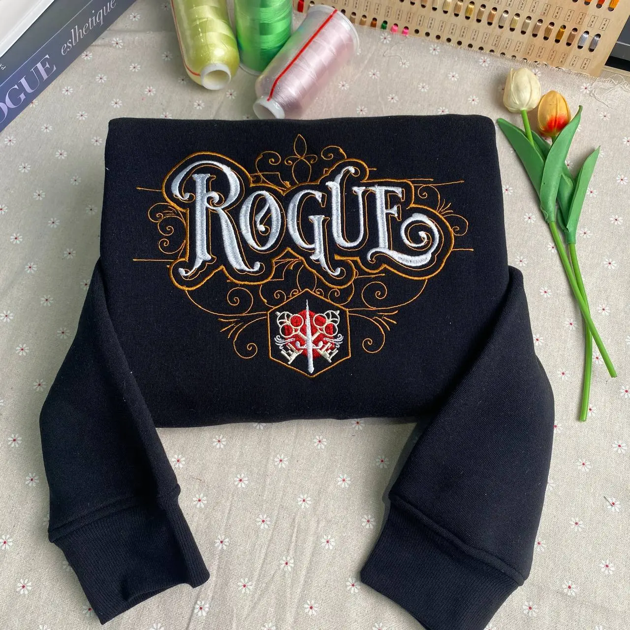 DnD Embroidered Shirt | Rogue Hoody | Dungeons and Dragons Rogue | D&D Class Hoodie | Roleplaying Games | Nerdy Clothes | Dungeon Master | Tabletop