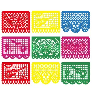 Mexican party felt bunting, Day of the Dead hollow-out carnival party bunting, felt piñata bunting