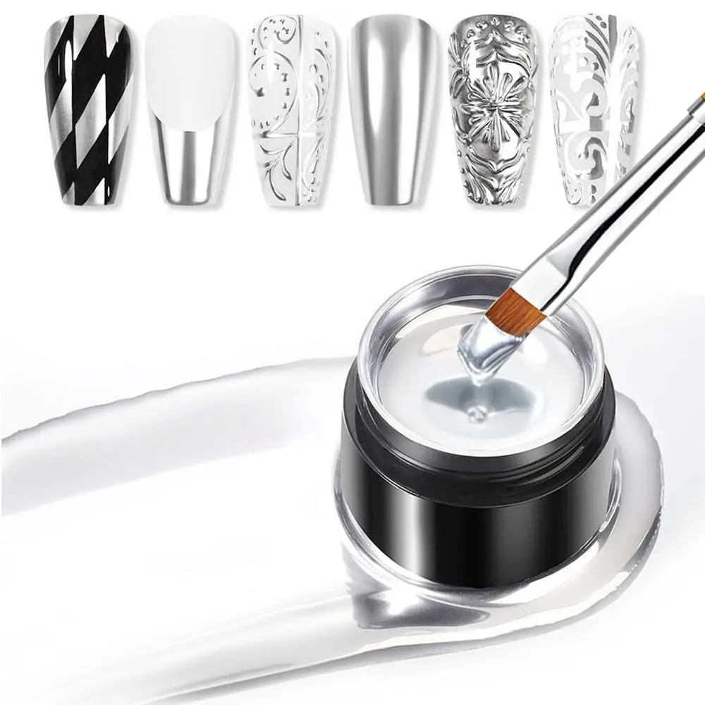 Osnailmall Nail Metal Gel Nail Polish, Chrome Gel Polish, Silver Color Painting Gel Nail Art Supplies, Semi-Permanent Manicure Varnish, Gel Form, Uv, Nail Polish Chrome Finish