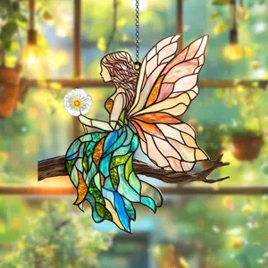 SALE 50% Fairy ACRYLIC SUNCATCHER Fairy LightCatcher Enchanted Forest Fairy Window Hanging Elf Ornament Fairy Garden For Fairies Lover Gift