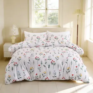 Cute Floral Plant Pattern Bedding Set, 3-Piece Includes Duvet Cover + Pillowcases, No Core, Easy Care Bedroom Decor Essentials