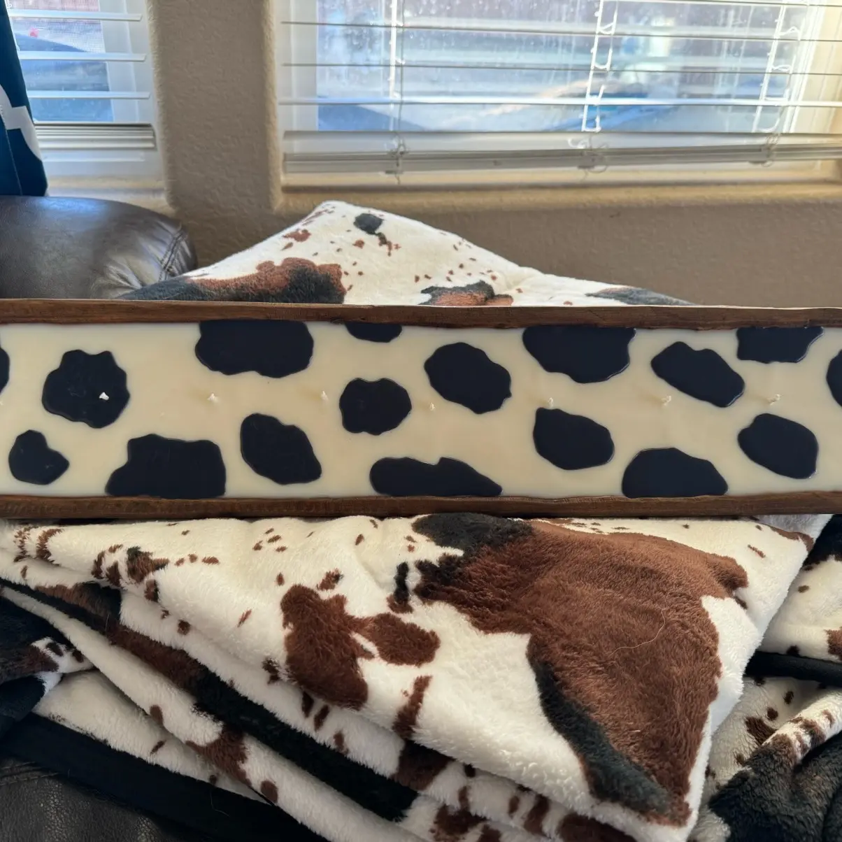Long Cow Print Dough Bowl Candle