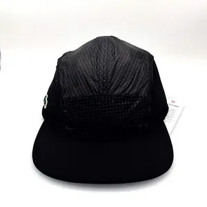 Lacoste Black 5 Panel Hat Nylon