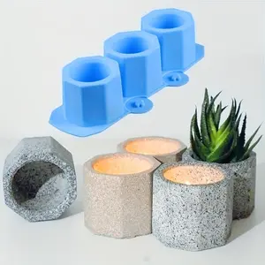Octagonal Silicone Mold Succulent Potted Plant Mold Pinching Music Concrete Fleshy Flower Pot Candlestick Mold Ceramic Clay DIY Crafts Mold DIY Flower Pot Mold