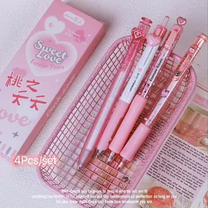 4-Pack Molekai Simple Transparent Set, Push-Button Neutral Pens, Style Creative High-Quality Quick-Dry St Tip 0.5mm Exam Pens for Students