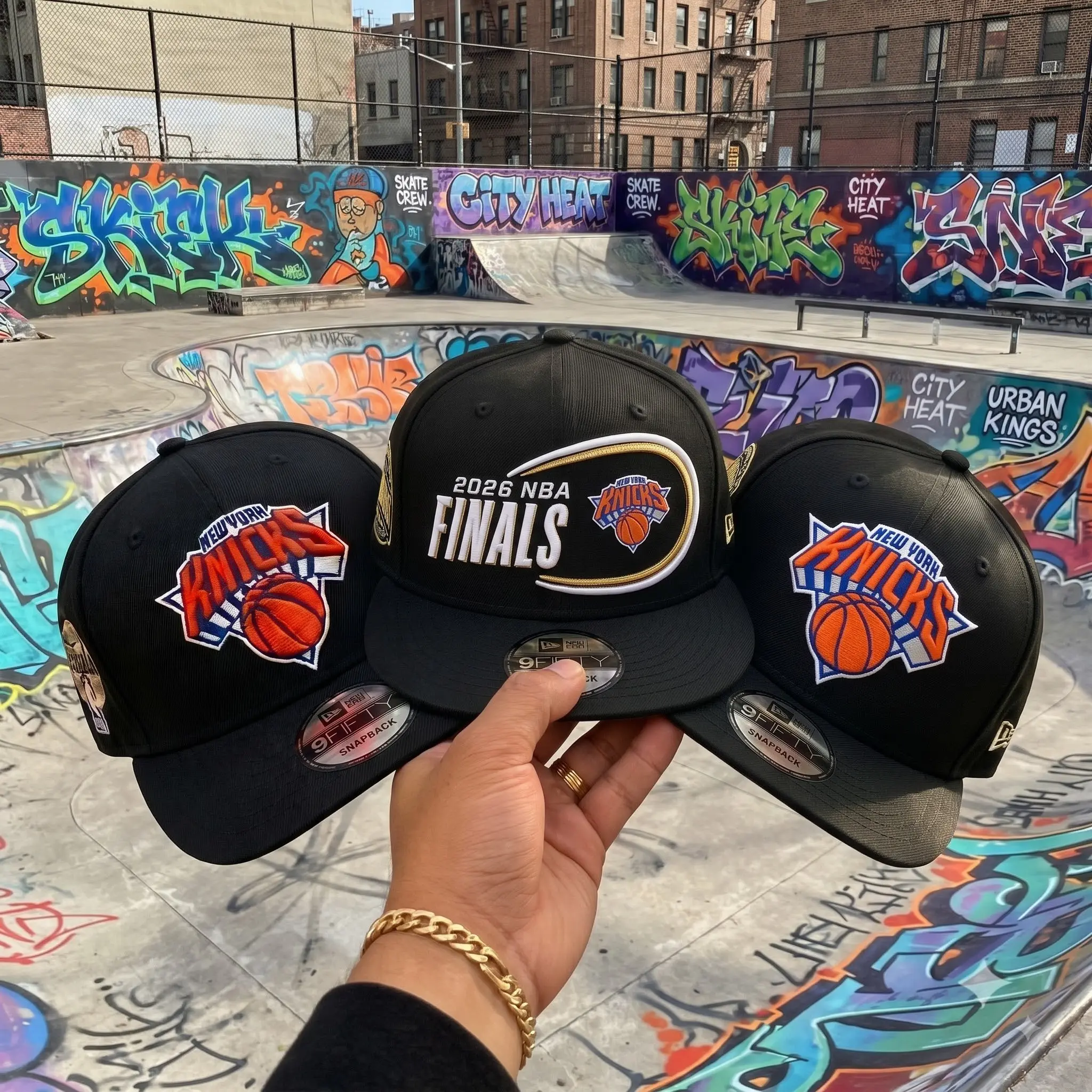 New Era NBA New York Knicks 2026 Finals Snapback Hat Collection | Flat & Curved Brim Basketball Caps | Unisex Headwear