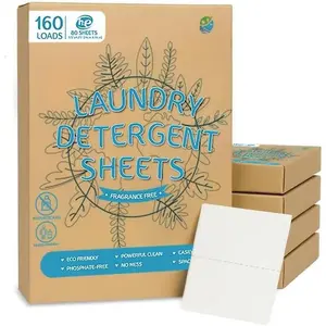 Laundry Detergent Sheets  Free, ,  Cleaning, Up to 160 Loads (80 Sheets),  Laundry Soap Sheet for Travel and  Washing