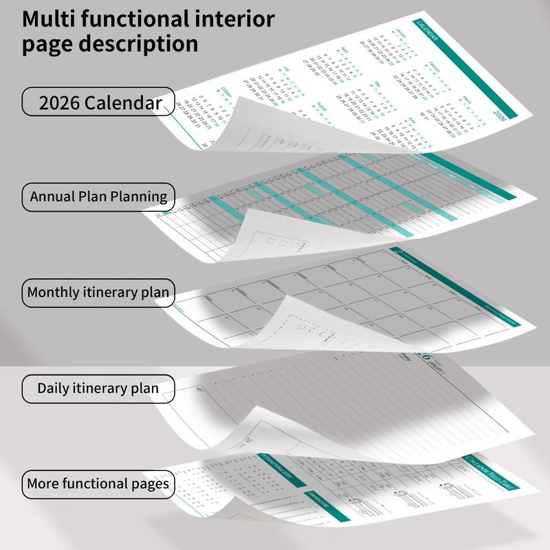 Brave Deer 2026 Self-Discipline Planner Notebook, 160 Pages 320 Pages High-Quality Faux Leather Cover, Blue Elegant Design, Monthly & Weekly Layout, Travel Diary Notebook