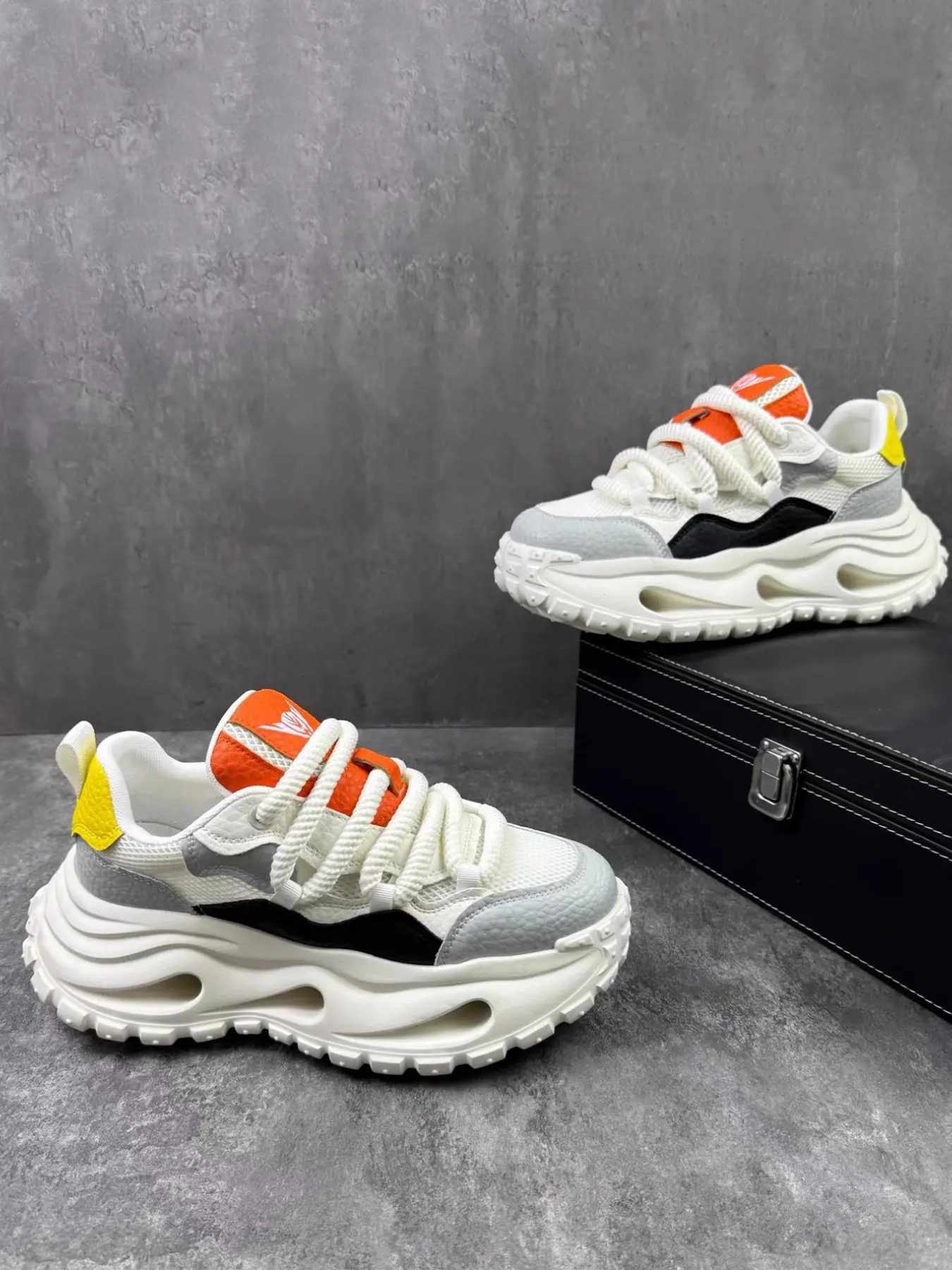 Men's Thick Sole Height-Boosting Shoes, Mesh Dad Sneakers, Versatile Trendy Chunky Bottom Sports Casual Shoes, Chunky Trainers, Lifestyle Colorblock Sneakers, Comfortable and Stylish, Height Increasing Sneakers