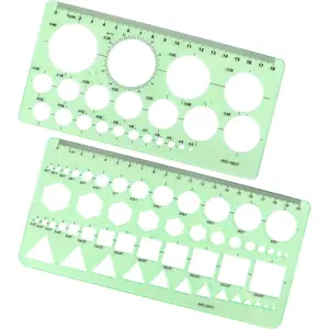 Circle Template Measuring Geometry Ruler Geometric Drawings Stencils Scale Drafting Drawing Set for Office and School Building Drawings Templates 2 Pack