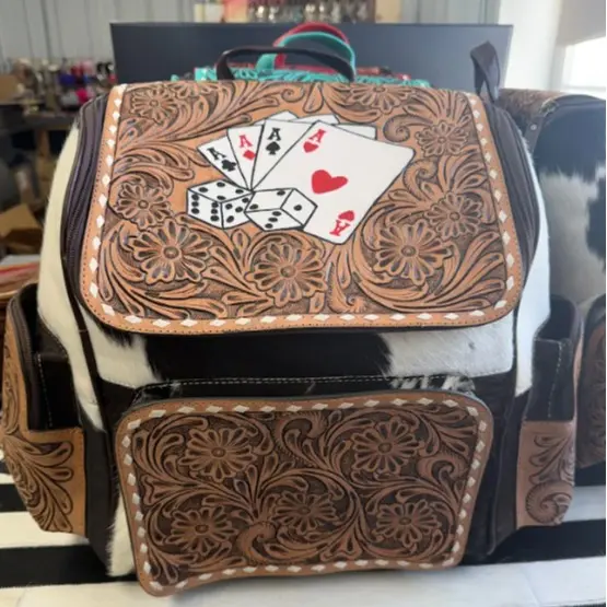 Hand painted cards & cowhide 2