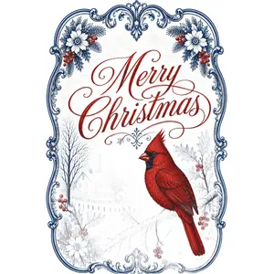 Blue Cardinal Sign, Christmas Sign, Winter Sign, DBJ-W-0035, 12in Sign For Wreath, Wood Wreath Sign