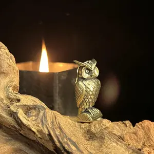 Exquisite Solid Brass Owl Figurine, Hand-Carved Vintage Art Decor, Home Decor Ornament, Perfect Home and Office Desk Accent, Ideal Gift Item