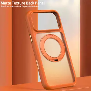 Powerful Magnetic MagSafe Phone Case with 360 Rotating Metal Kickstand, Comfort Soft Matte Texture, Minimal Solid Multi Colors, No Slip Anti-Drop Protector Fits iPhone 12 13 14 15 16 17 Pro Max Plus Air, Auto Align Wireless Charging Compatible