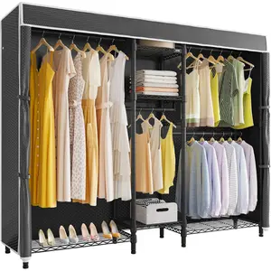 VIPEK V6C Closet Rack with Cover, Heavy Duty 5 Tiers Organiser Hanging Wardrobe, 75.6" L x 18.5" W x 76.4" H, Max Load 780 LBS Storage Organization