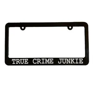 True Crime Junkie License Plate Frame for Car Funny Gift Sleuths Armchair Detective