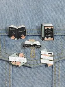 Creative Book Design Brooch, Cute Geometric Book Design Brooch, Fashion Accessories for Women & Men, Creative Gift for Students, Flower Brooch, Flower Brooch Pin