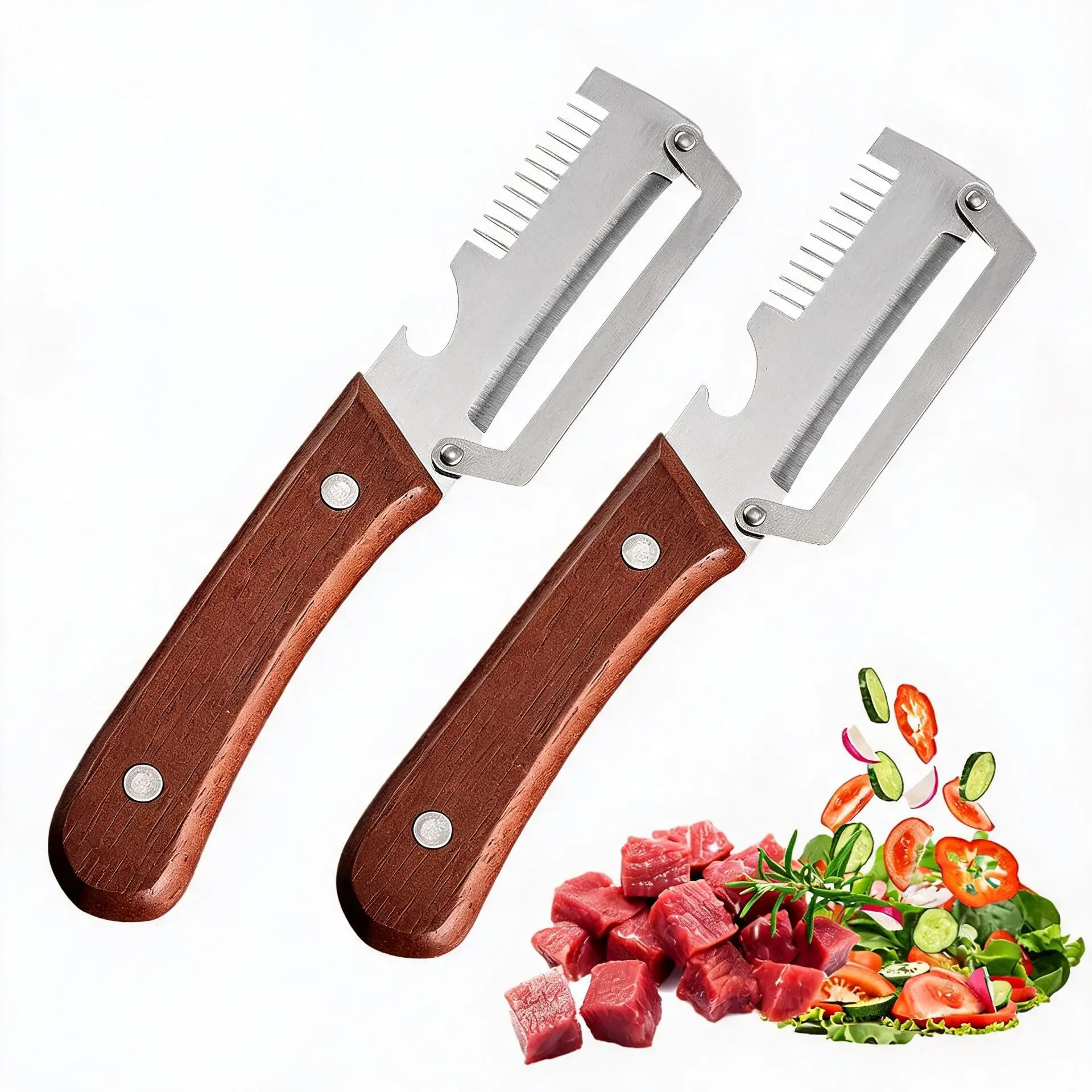 3-In-1 Multi-Functional Stainless Steel Vegetable Fruit Peeler, Veggie Peeler, Ideal for Kitchen and Camping, Efficient Tool for Sugarcane, Pineapple, Pumpkin, Serrated Peelers