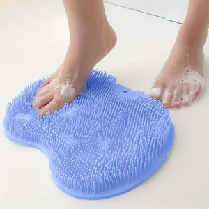 1 Non-Slip Shower Foot Scrub Massager with Exfoliating Pad - Improves Blood Circulation and Cleans Feet - Bathroom Accessory Foot Scrubber