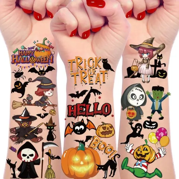 166PCS Kids' Halloween Temporary Tattoos - Waterproof, Long-Lasting Beauty & Personal Care Makeup, Halloween Party Favors, Trick or Treat Goodie Bag Stuffers