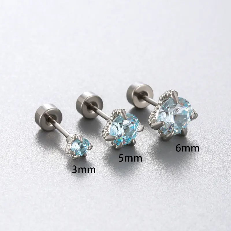 16G G23 Titanium 6-Prong CZ Double Screw Cartilage Stud Set, ASTM F136 Titanium Piercing Jewelry, Hypoallergenic Internally Threaded Nose Studs for Women Men 16G G23 Titanium 6-Prong CZ Double Screw Cartilage Stud Set, ASTM F136 Titanium Piercing Jewelry, Hypoallergenic Internally Threaded Nose Studs for Women Men