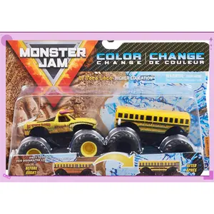 Monster Jam 2021 Color Change 2-pack El Toro Loco Yellow vs Higher Education School Bus 1:64 Scale Die-Cast Monster Trucks(Gag Toys & Practical Jokes)(Gag Toys & Practical Jokes)