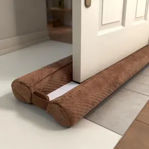 Under Door Draft Stopper Sweep Weather Stripping, Double-Sided Windproof Seal Noise Blocker Window Breeze Blocker, Adjustable 30'' to 36'' Gap Filler, Brown