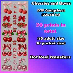 G38 Cherries and Bows DTF Gang Sheet