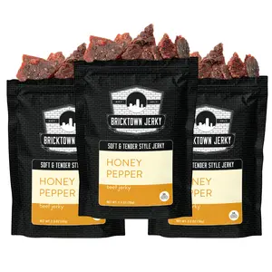 3 Pack - Soft and Tender Honey Pepper Beef Jerky - Bold Sweetness w/ a Peppery Bite - Perfect Blend of Premium Ingredients, Made in the USA, USDA Certified High Protein Dried Meat Snack