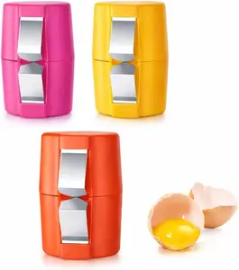3 PCs Egg Shell Opener Egg Separator for Raw Eggs, Upgraded Stainless Steel Egg Cutter Egg Cracker Tool for Raw Eggs,Quickly Cutting Off raw Eggs for Home Kitchen Use