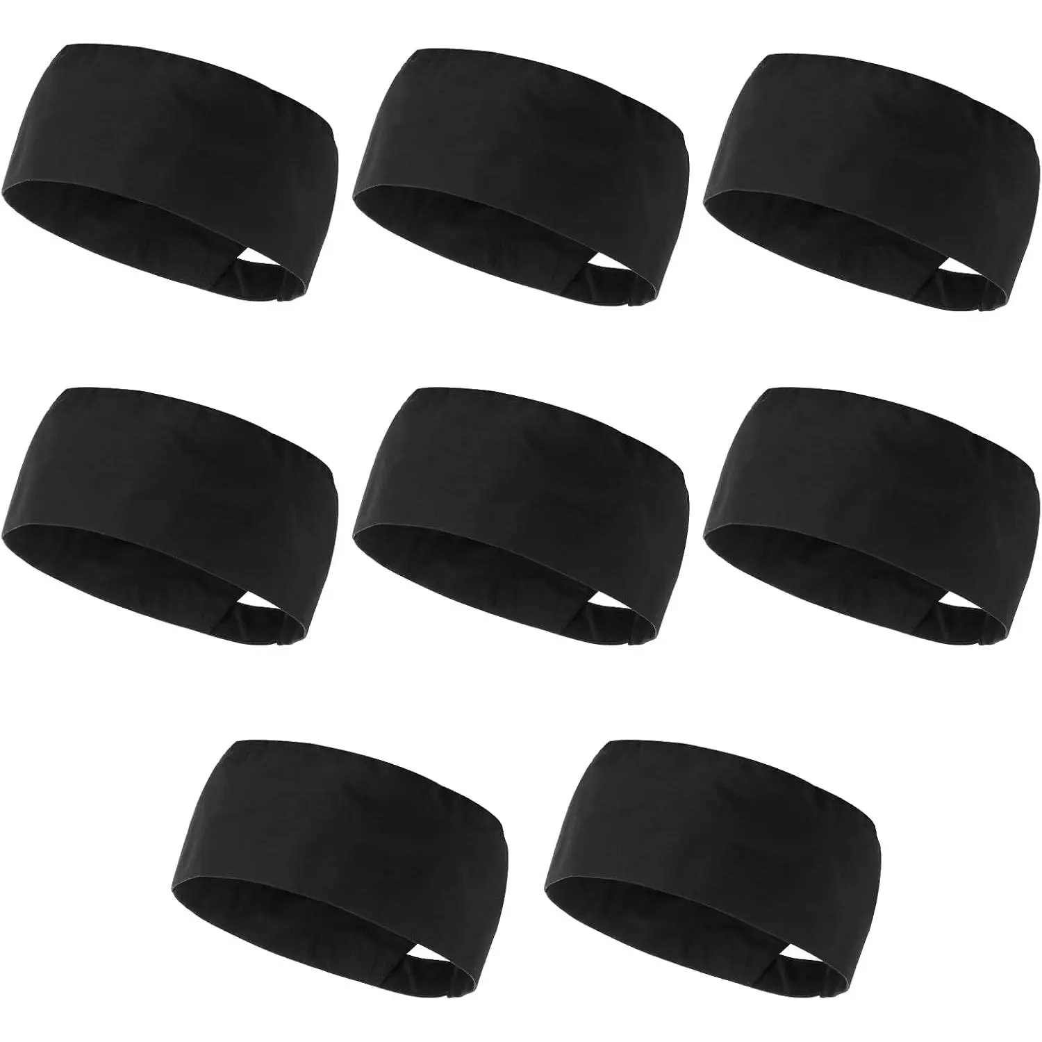 Unisex Cotton Chef Hats (8 Pcs) - Adjustable, Breathable Mesh Top Skull Caps for Adult Kitchen Cooking, Black Sushi Beanie