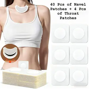 44Pcs - Long-Lasting Constant Warmth: 4 Throat Patches & 40 Mugwort Belly Patches.Ideal for Outdoor Travel and Home Use