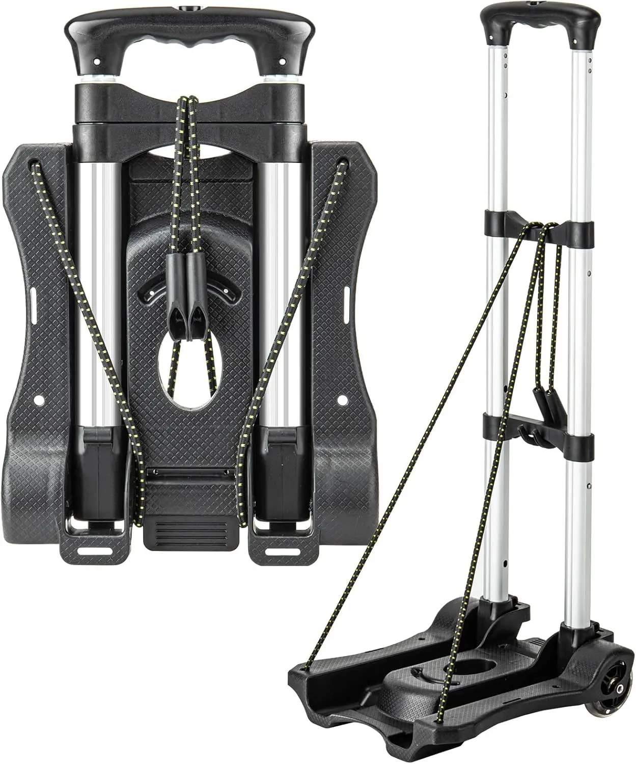 Small Folding Hand Truck Dolly with 2 Wheels, Lightweight Aluminum Foldable Luggage Cart, Collapsible Cart Portable Dolly for Airport Travel Moving Use