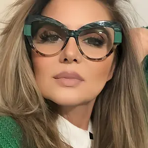 GIUGLA Color Block Cat Eye Reading Glasses for Women