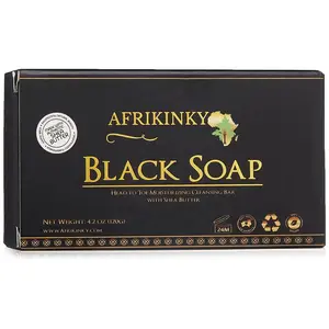 Authentic African Black Soap with Shea Butter and Cocoa - 100% Natural Skincare for Face and Body