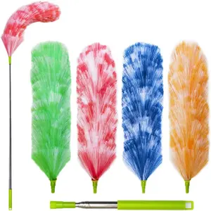 Washable Electrostatic Duster Pack, Extendable Pole 25" to 55", Feather Duster for Cleaning