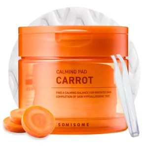 SOMISOME Carrot Calming Toner Pads 40 Pads - Korean Face Toner Pad with Centella Asiatica & Jeju Carrot Extract Soothing Hydrating Pore Minimizer 100% 7-Layer Cotton