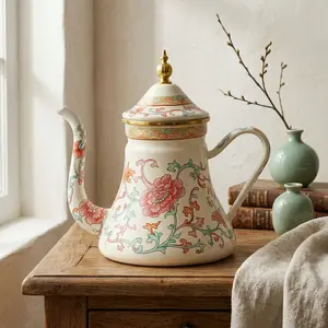 High-Quality Durable Enamel Kettle, Restaurant Afternoon Tea Party, Coffee Pot Water Jug Teapot, Induction Gas Open Flame Universal