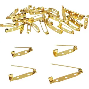 30 Pcs Brooch Pins, 4 Sizes Pack, Gold Boutonniere Pins Badge Pin Safety Pin for DIY Craft Badge Name Tag (Gold)