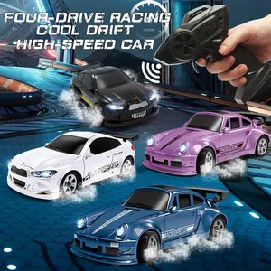 1:64 2.4G High-Speed 4WD RC Drift Car with LED Lights – Mini Desktop Remote Control Racing Toy for Boys, Teens & Boyfriend, Magnetic Motor Powered, Great Christmas Gift for Kids and Adults