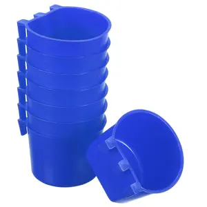 PETAXCELL Cage Cups, 3.3x3.3x2.4 Inch Parakeet Feeder Bird Cage Accessories Hanging Food Water Dispenser, (Blue, 8pcs)/ Intended for Pet / Pigeon / Parrot / Chicken