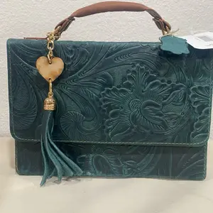 Emerald embossed leather