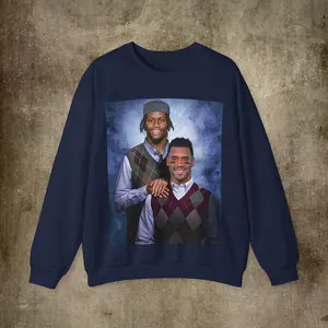 Russell Wilson and George Pickens, Pittsburgh Sweatshirt, Steelers Graphic Crewneck, Step Brothers, Vintage Football Sweatshirt