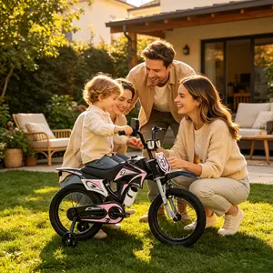 12 16 20 inch Kids Bike Designed with Motorcycle-Style, Kids' Bicycles for Boys and Girls Ages 3-12 with Training Wheels/Kickstand, Sound Maker, Number Plate, Dashboard, Bottle, Easy Assembly