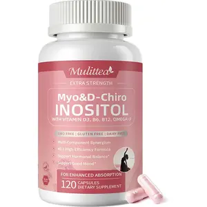 Mulittea Myo-Inositol & D-Chiro Supplement for Women - 14-in-1 Liposomal Inositol with Folic Acid,Omega-3 & Multivitamin for Hormone Balance,Support Ovarian,Skin & Mood- 40:1 Vegan 120 Capsules