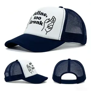 Define Too Drunk Trucker Hat - Humorous Lettered Slogan Mens Hat, Breathable Mesh Cap for Adults, Trendy Party Accessory, Viral Gift, Mens Hats