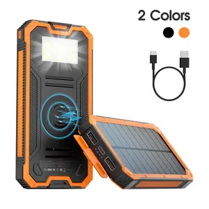 20000mAh Wireless Solar Powered Phone Charger, Waterproof Power Bank with Dual USB Port, Power Bank with LED Flashlight for iPhone Smartphones Tablet, Travel Gadgets, Electronics Accessories