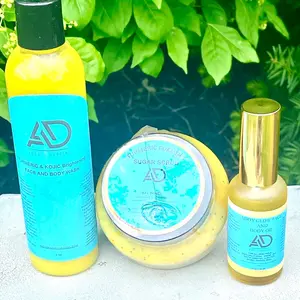 Triple Treat   Set- face and body oil,Sugar Scrub and Brightening body wash Hydrate Lightweight