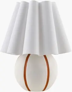 Rich Orange Traditional Table Lamp with linen details for bedside or console tables